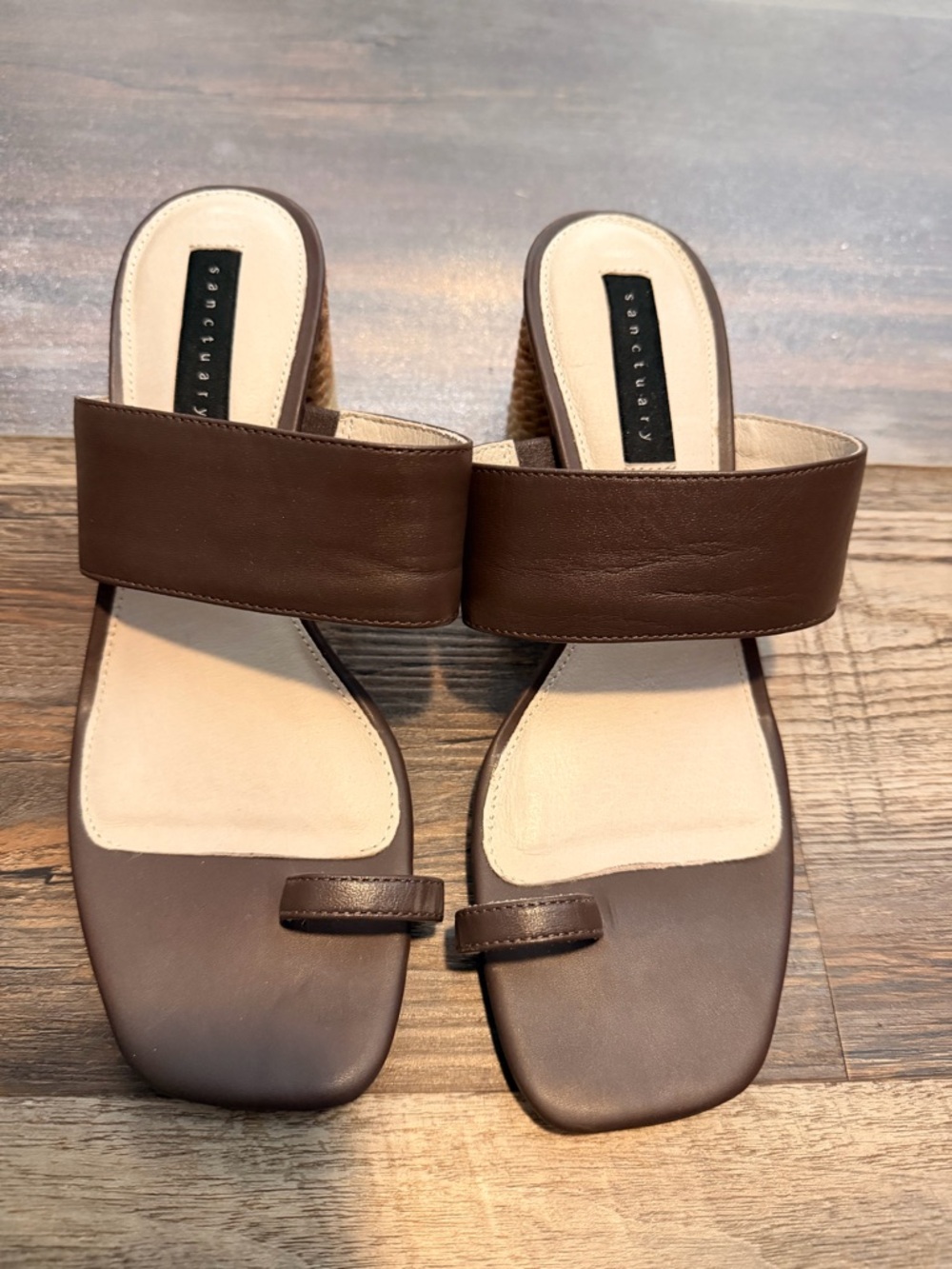 Sanctuary Chocolate Brown Leather Slide Mules